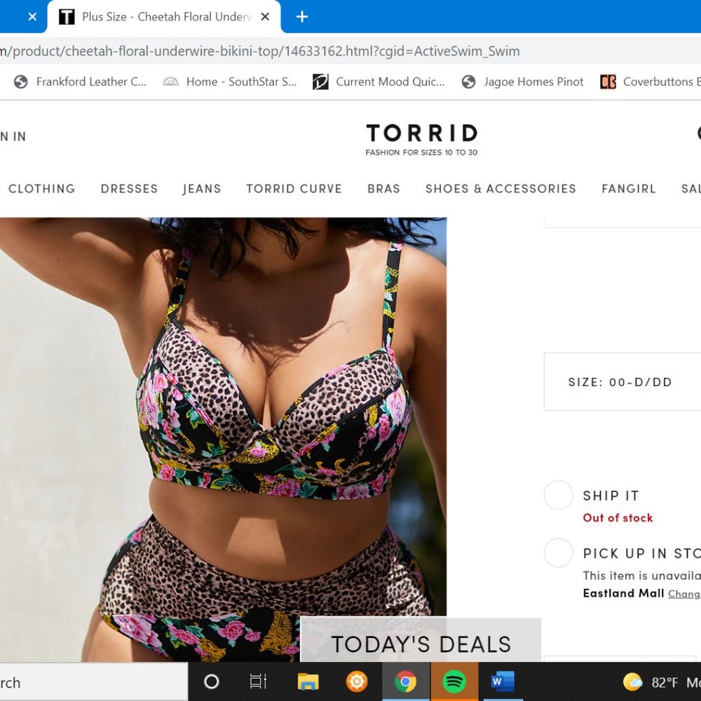 ISO Torrid Cheetah Floral Swim Top 00 D/DD